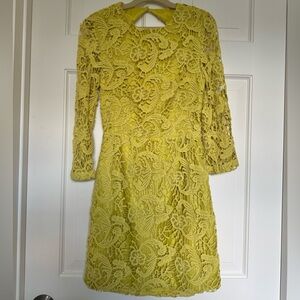 ASOS Petite Lemon Yellow Lace Long Sleeve Dress